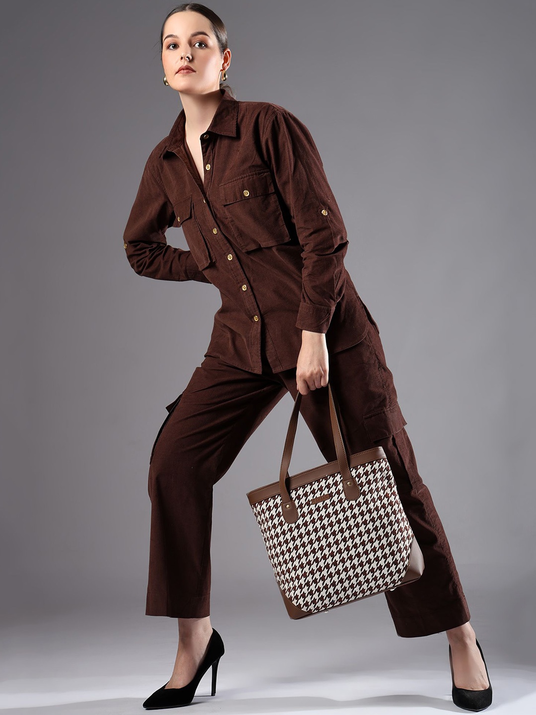 ENSAC Oversized Shopper Shoulder Bag, Brown