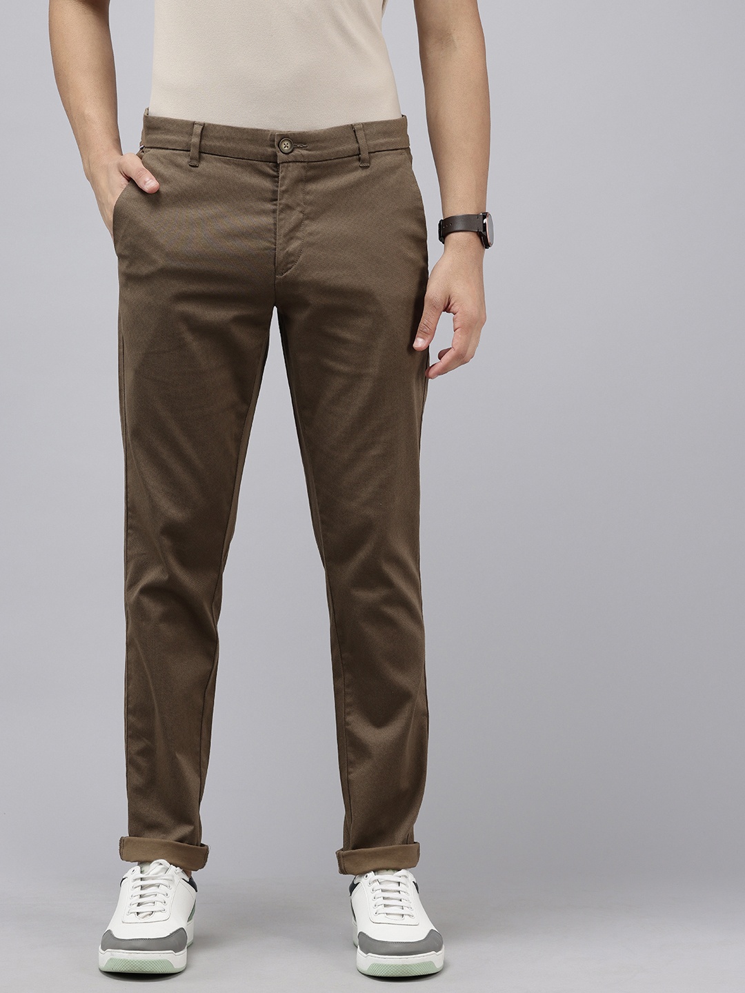 

U.S. Polo Assn. Men Micro Or Ditsy Printed Austin Trim Fit Trousers, Brown