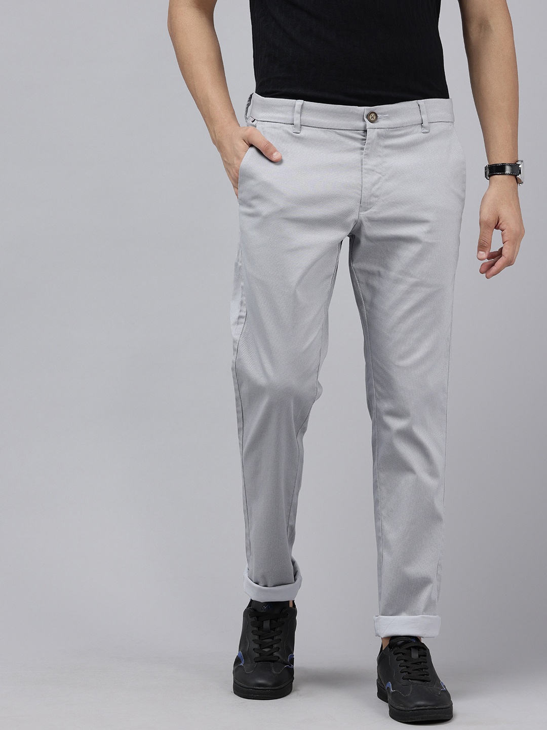 

U.S. Polo Assn. Men Denver Slim Fit Textured Trousers, Grey