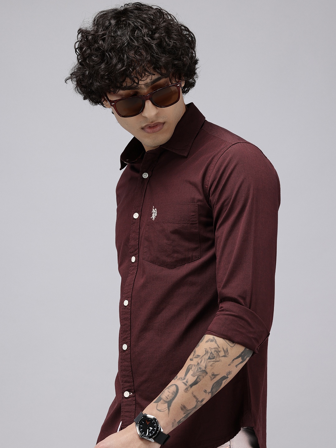

Pure Cotton Tailored Fit Casual Shirt, Maroon