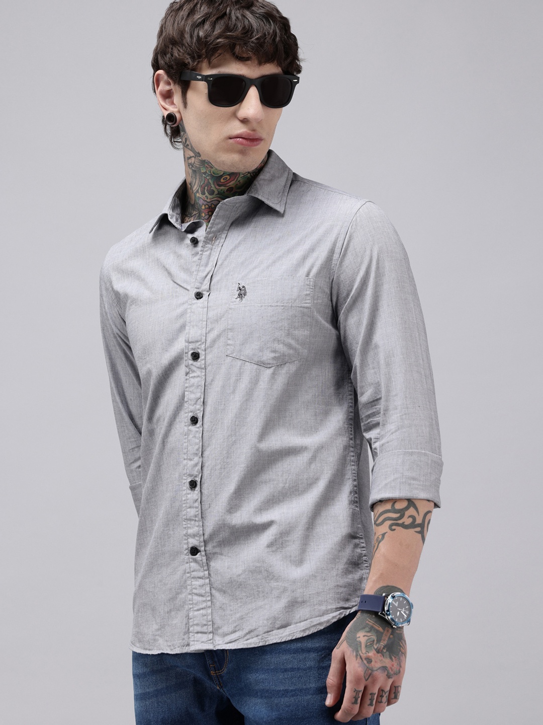 

U.S. Polo Assn. Pure Cotton Tailored Fit Casual Shirt, Grey