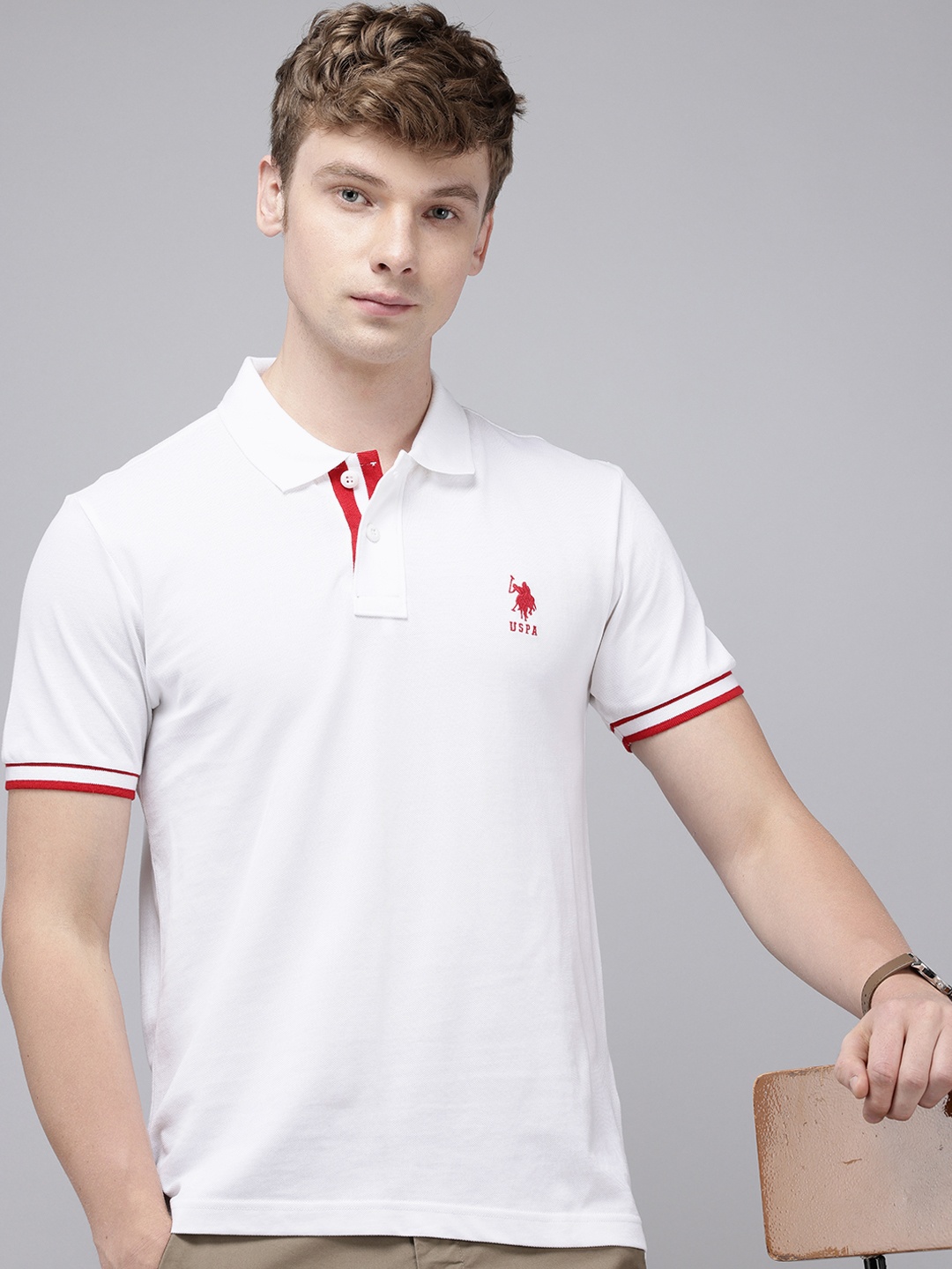 

U.S. Polo Assn. Polo Collar Pure Cotton Slim Fit T-shirt, White