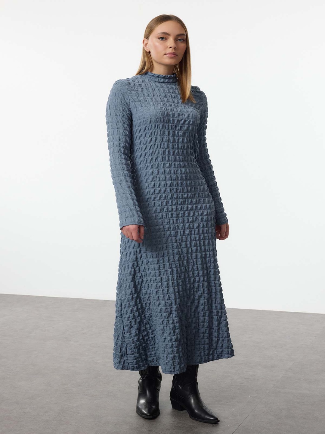 

Trendyol Women Self Design A-Line Maxi Dress, Na