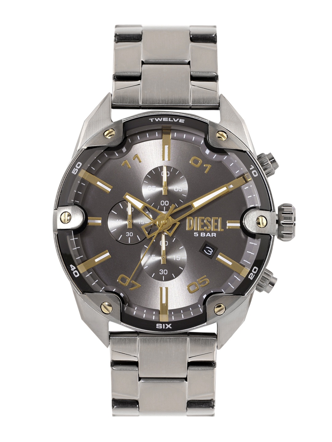 

DIESEL Men Spiked Multi Function Analogue Watch DZ4669I, Grey