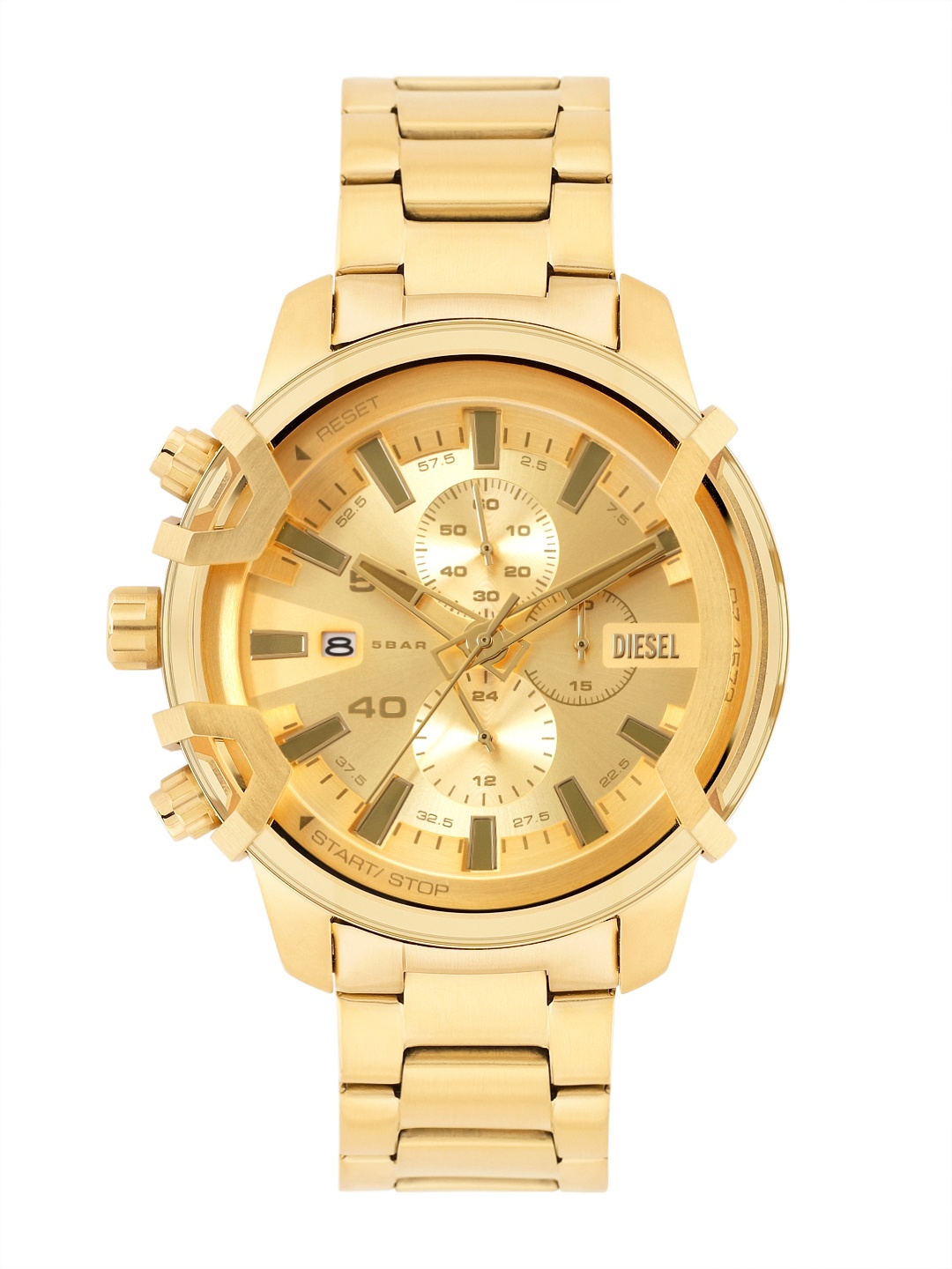 

DIESEL Men Griffed Analogue Chronograph Watch DZ4573I, Gold