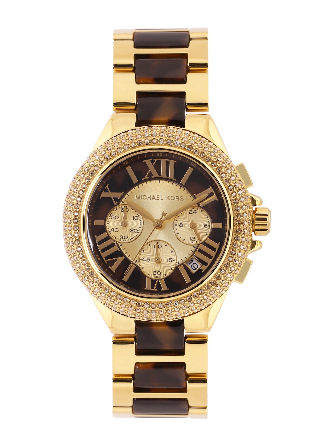 

Michael Kors Women Camille Analogue Chronograph Watch MK7269, Gold