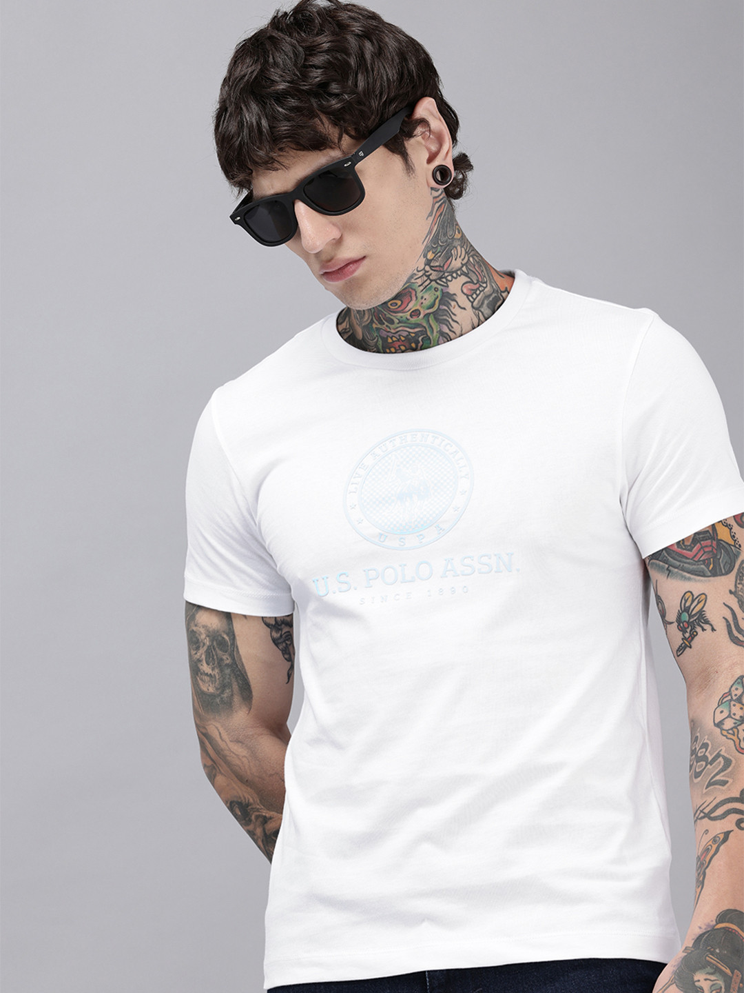 

U.S. Polo Assn. Brand Logo Printed Pure Cotton Slim Fit T-shirt, White