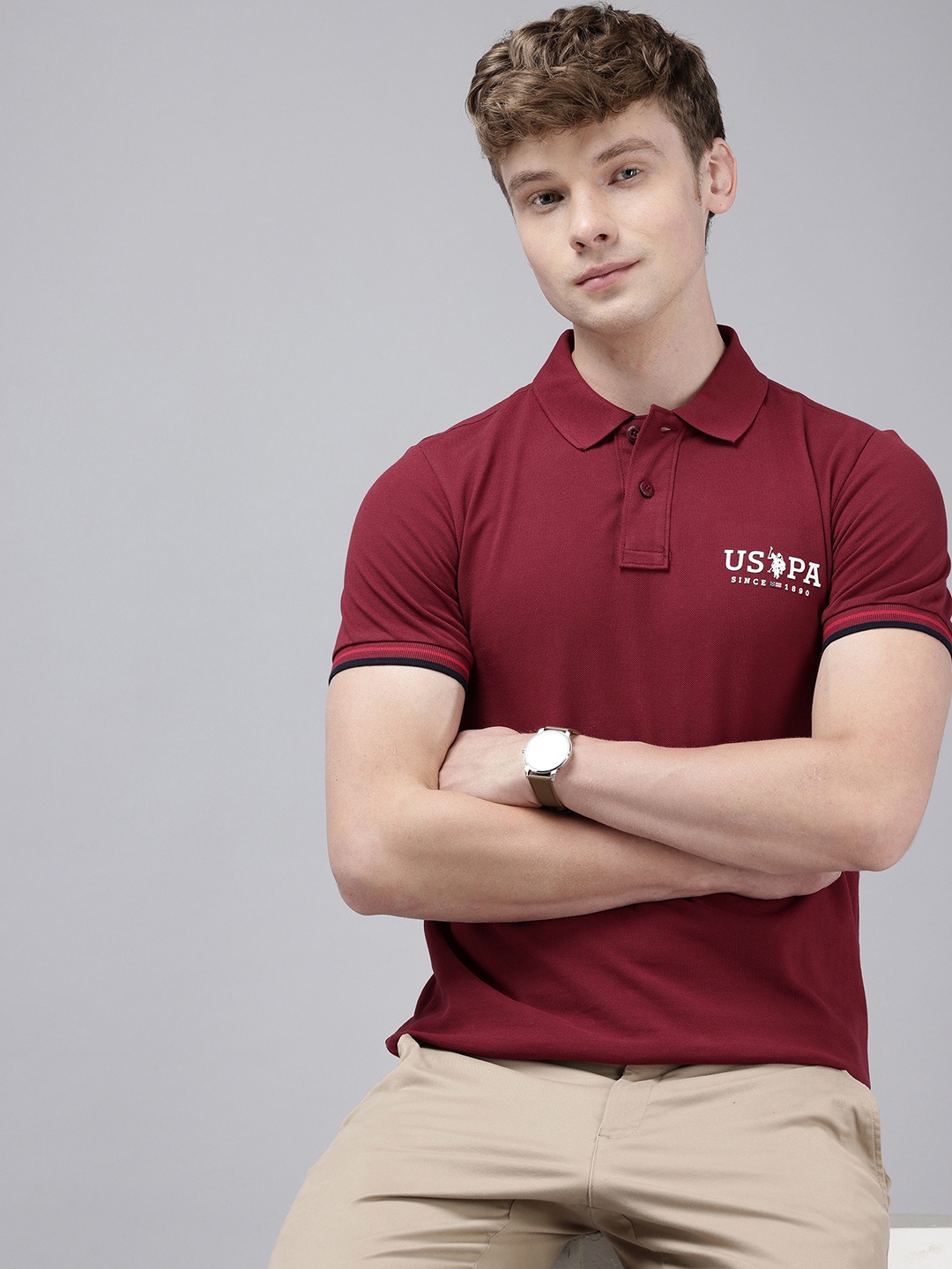 

U.S. Polo Assn. Polo Collar Slim Fit T-shirt, Maroon