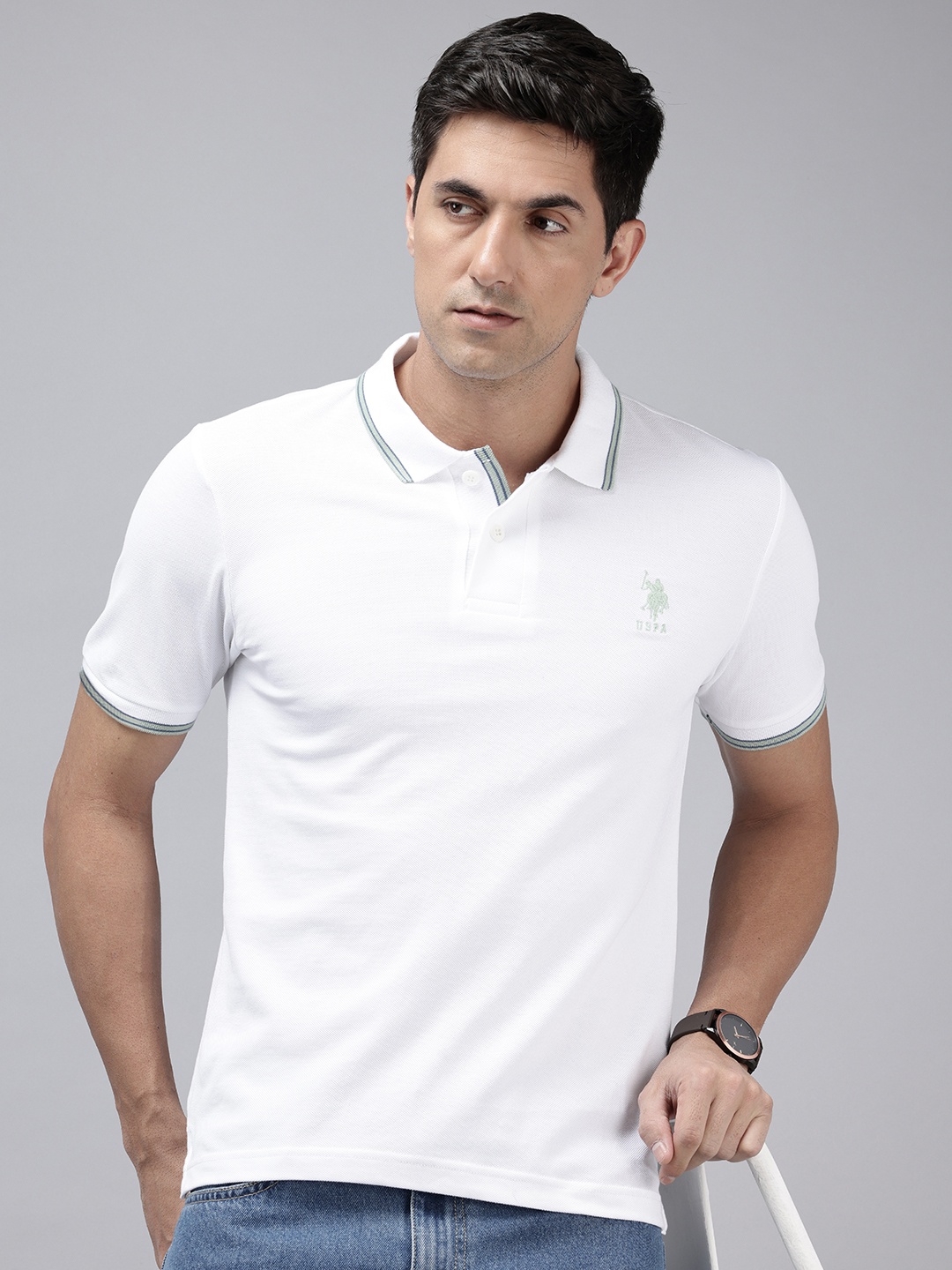 

U.S. Polo Assn. Pure Cotton Polo Collar Slim Fit T-shirt, White