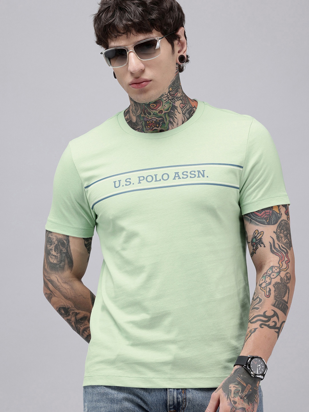 

U.S. Polo Assn. Slim Fit Brand Logo Printed T-shirt, Green