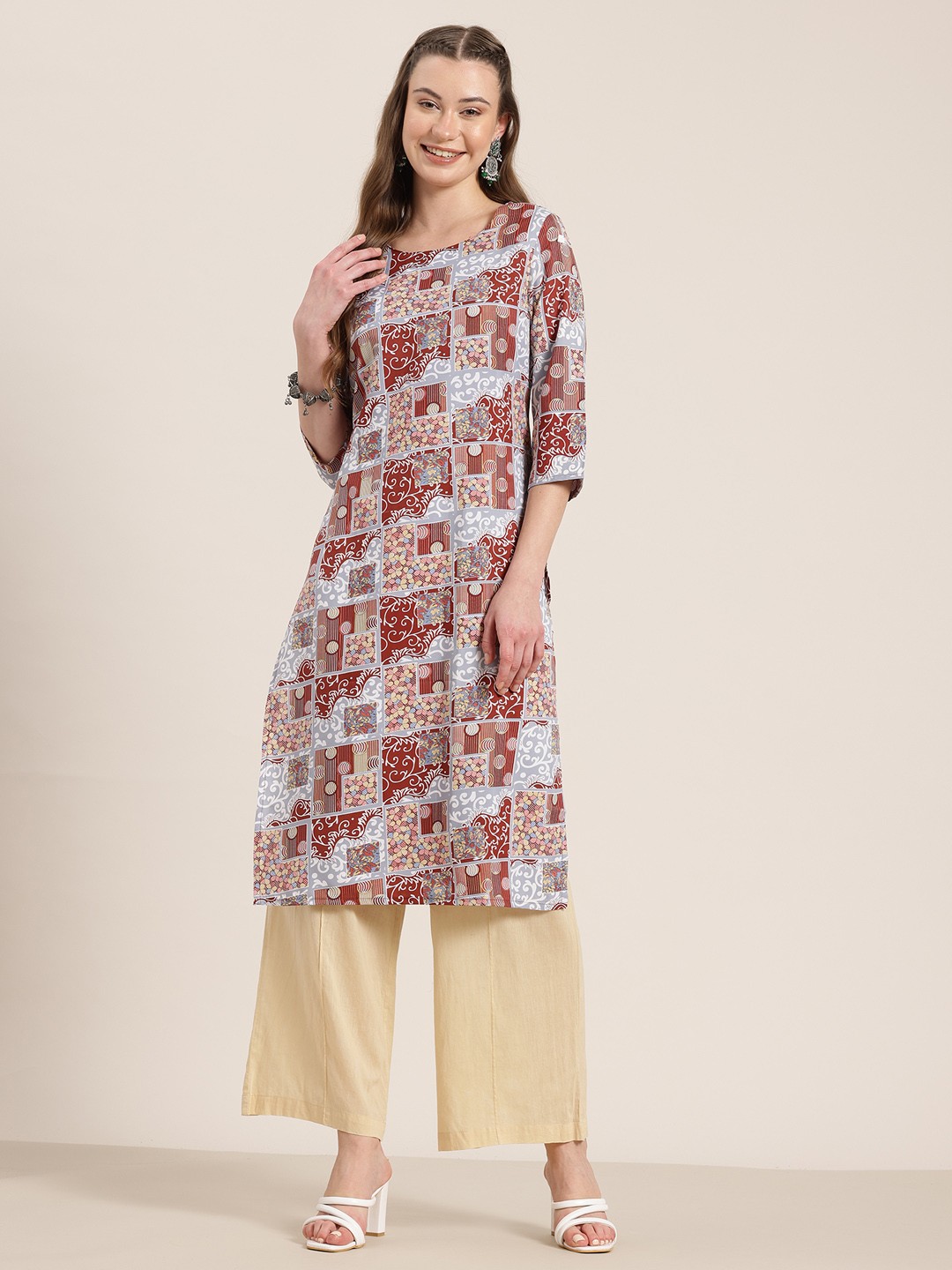 

HERE&NOW Ethnic Motifs Printed Kurta, Multi