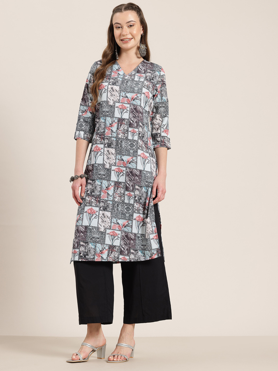 

HERE&NOW Floral Printed Straight Kurta, Multi