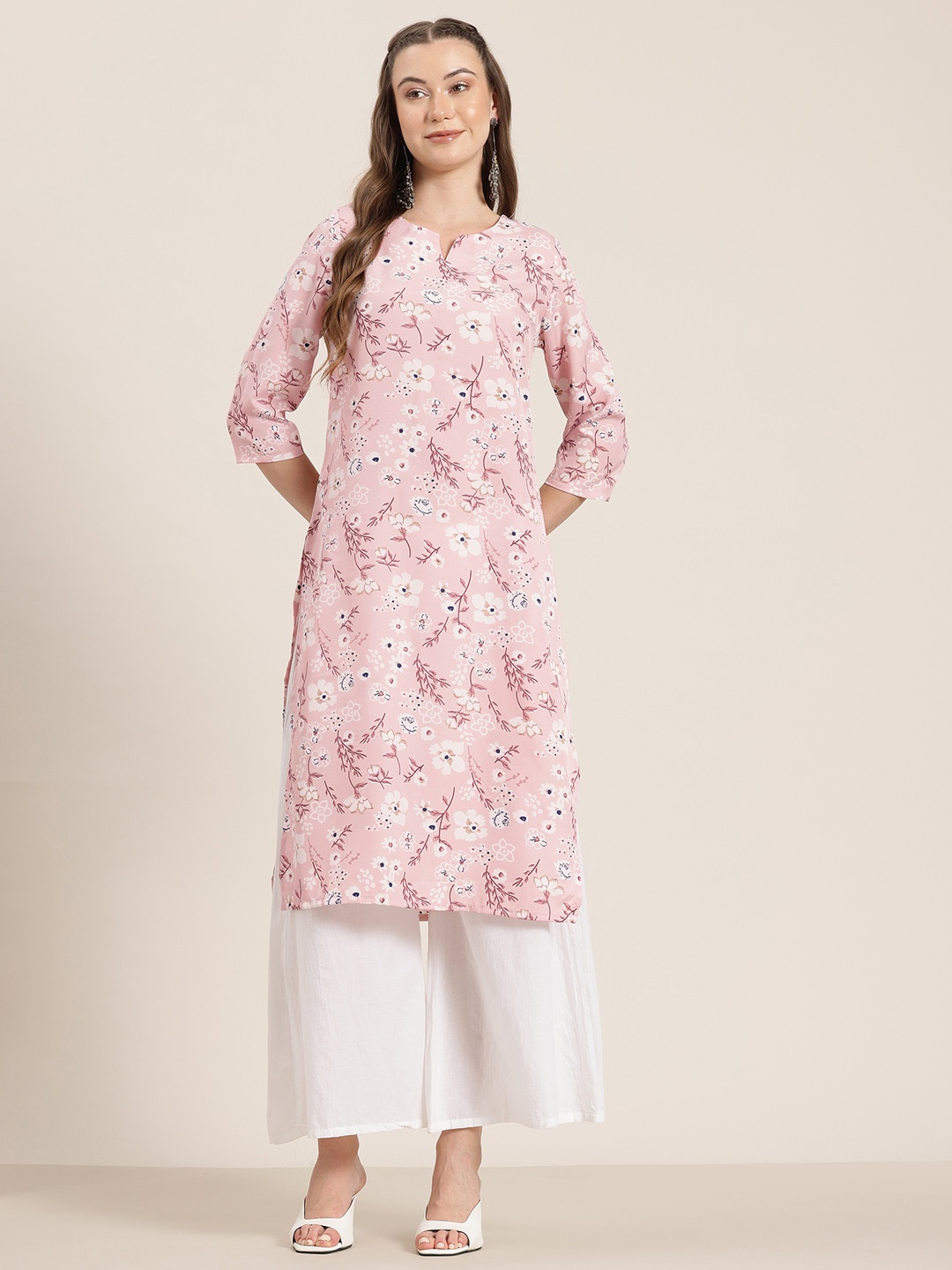 

HERE&NOW Floral Printed Floral Kurta, Pink