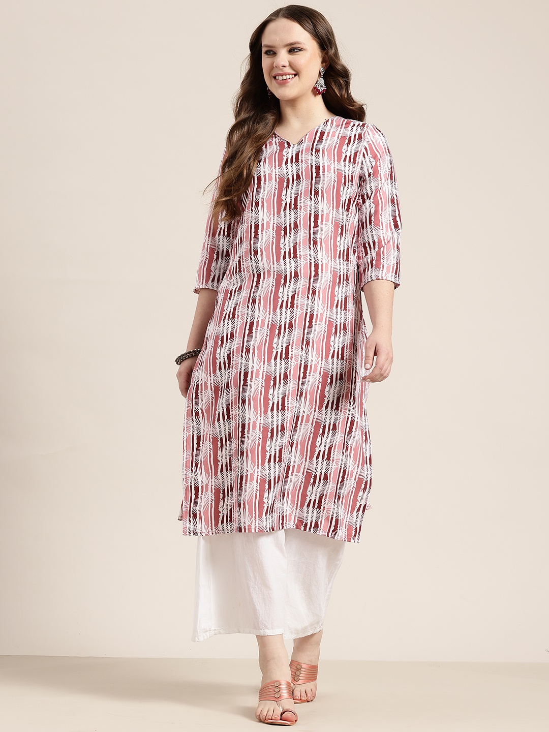 

HERE&NOW Printed Straight Kurta, Off white