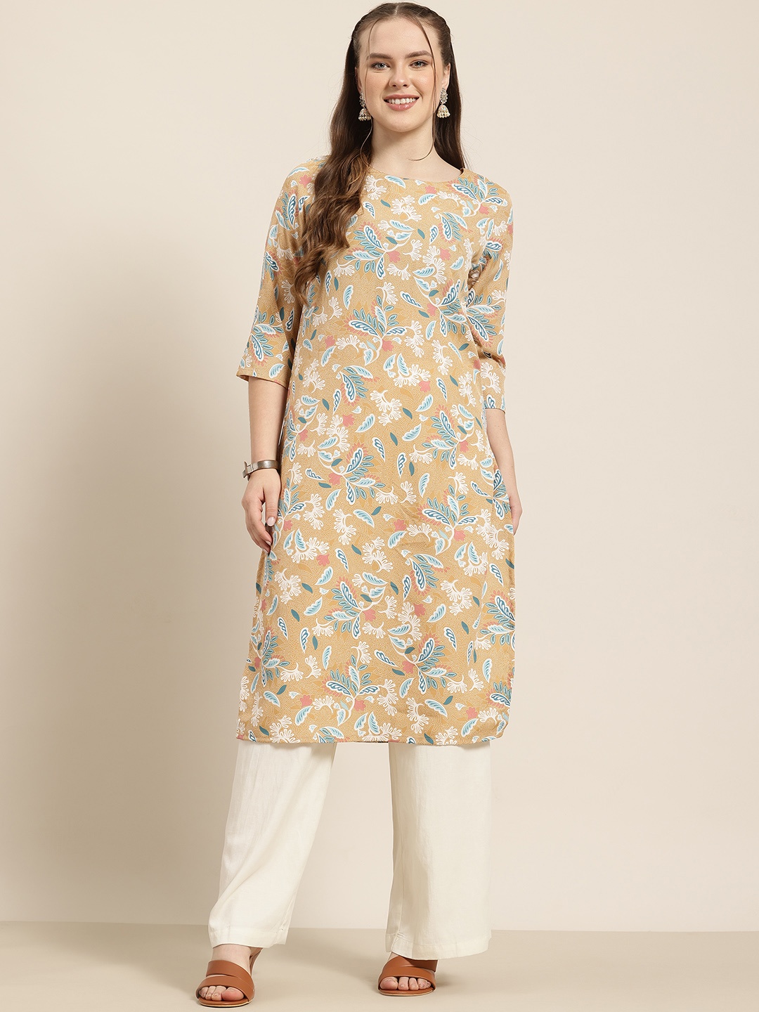 

HERE&NOW Ethnic Motifs Print Kurta, Mustard