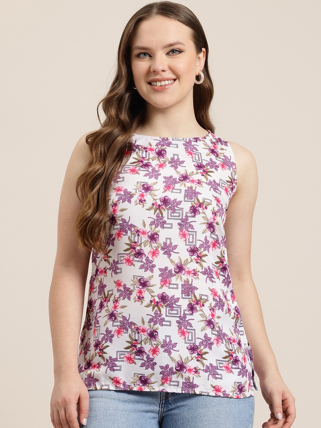 

HERE&NOW Floral Printed Kurti, Cream