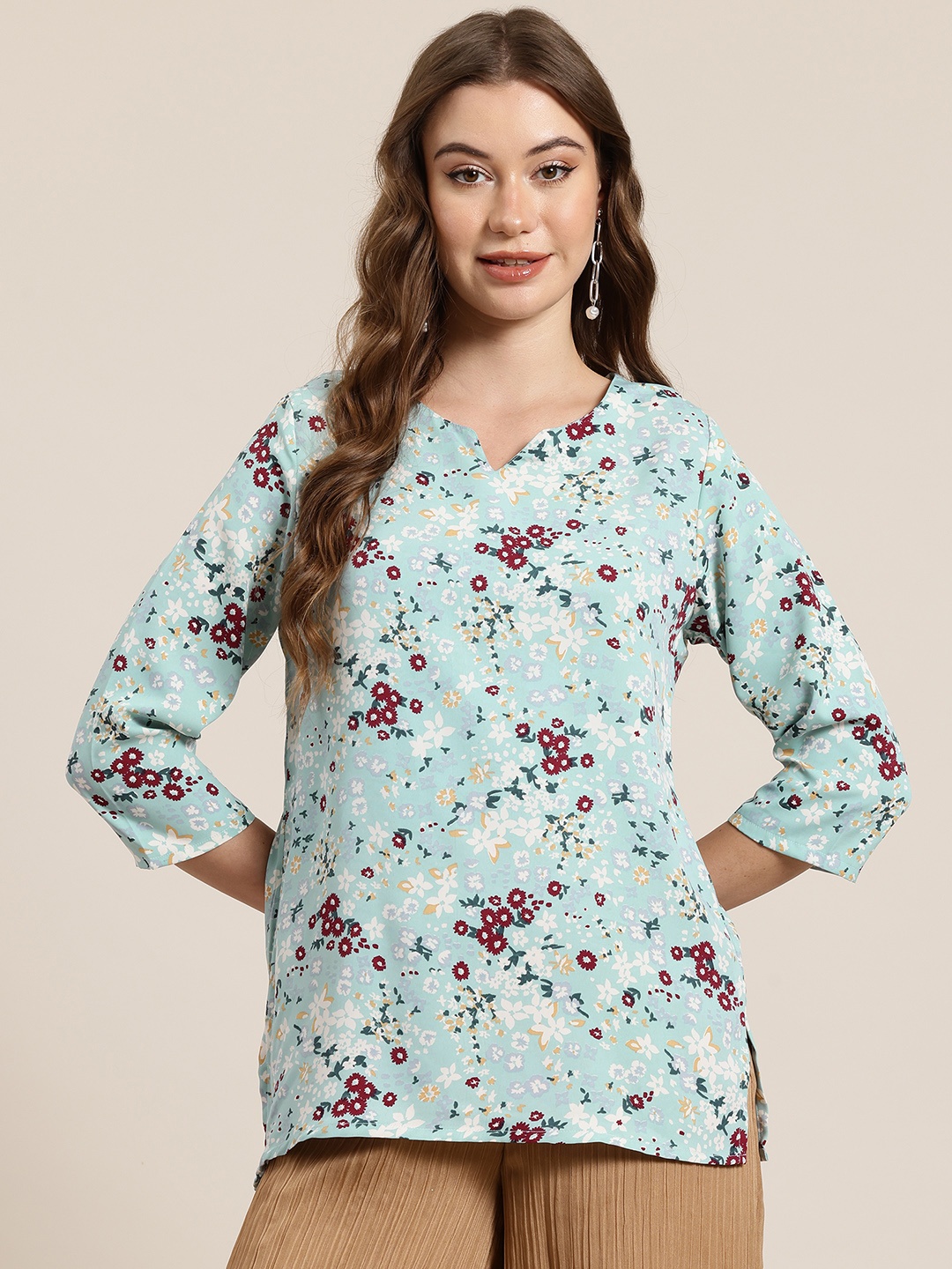 

HERE&NOW Floral Printed Kurti, Green