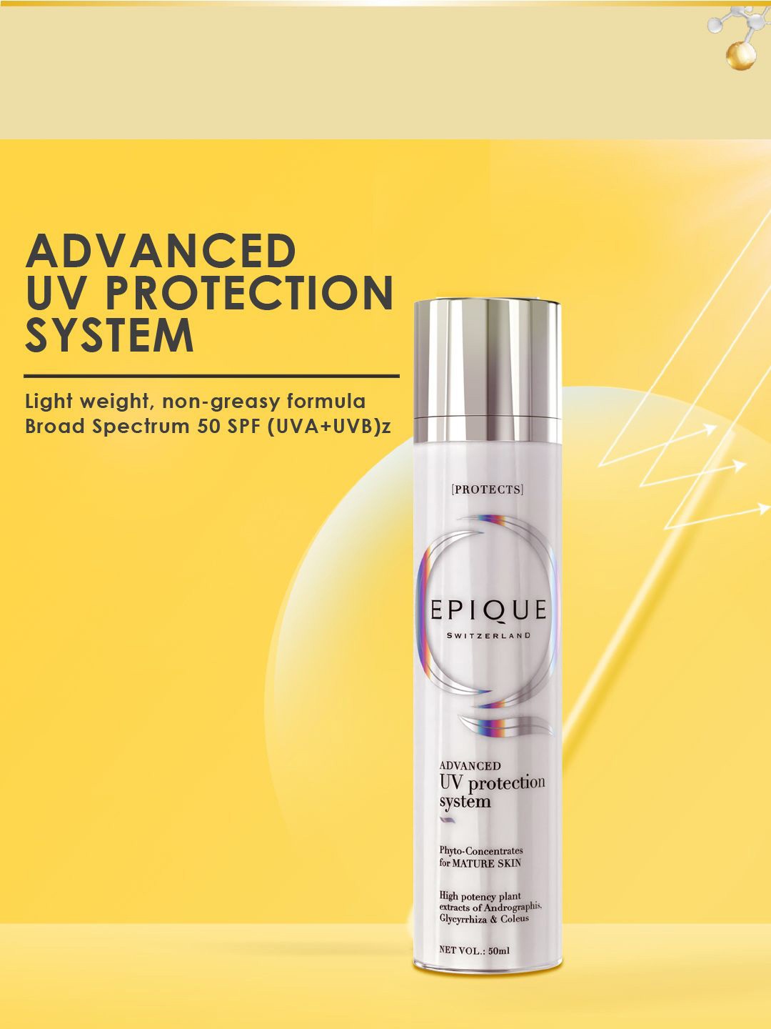 

EPIQUE Advanced UV Protection System 50 SPF Sunscreen - 50 ml, White