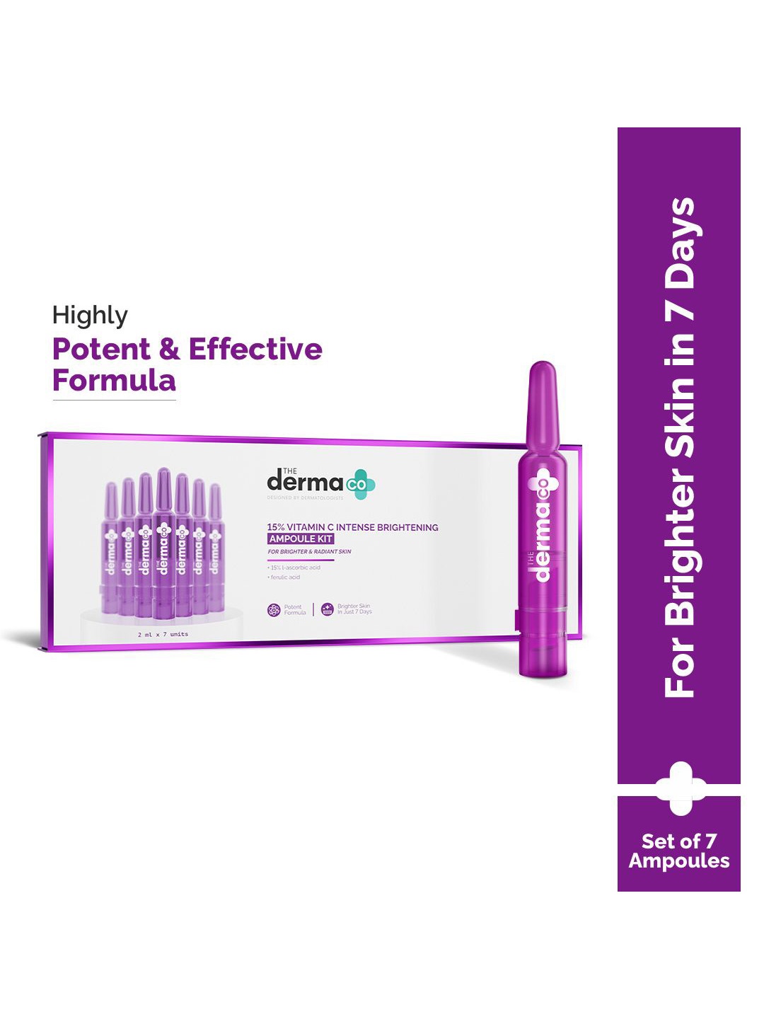 

The Derma co. 7pcs 15% Vitamin C with Ferulic Acid Intense Brightening Ampoule Kit - 14ml, Purple