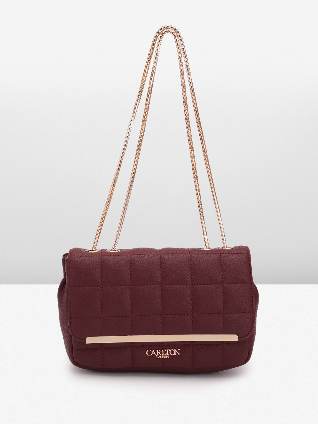 

Carlton London Textured Structured Handheld Bag with Quilted, Burgundy