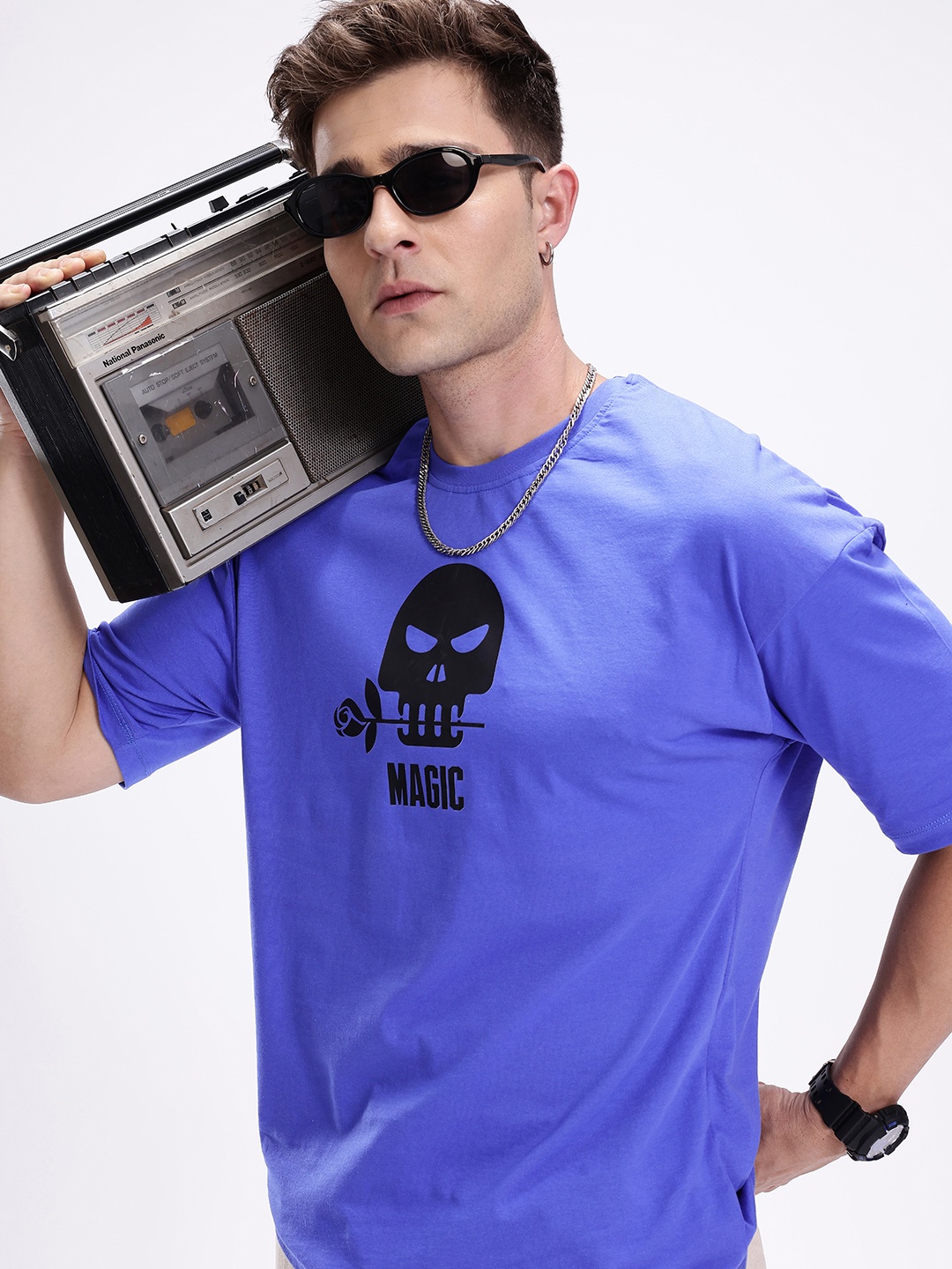 

Kook N Keech Graphic Printed Pure Cotton Oversized T-shirt, Blue