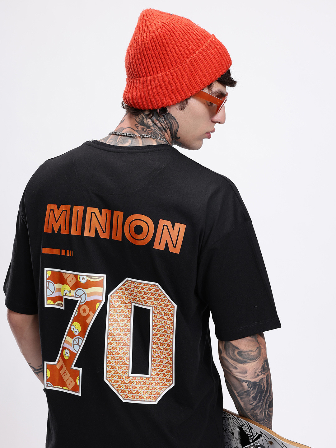 

Minions by Kook N Keech Typography Minions Printed Pure Cotton Oversized T-shirt, Black