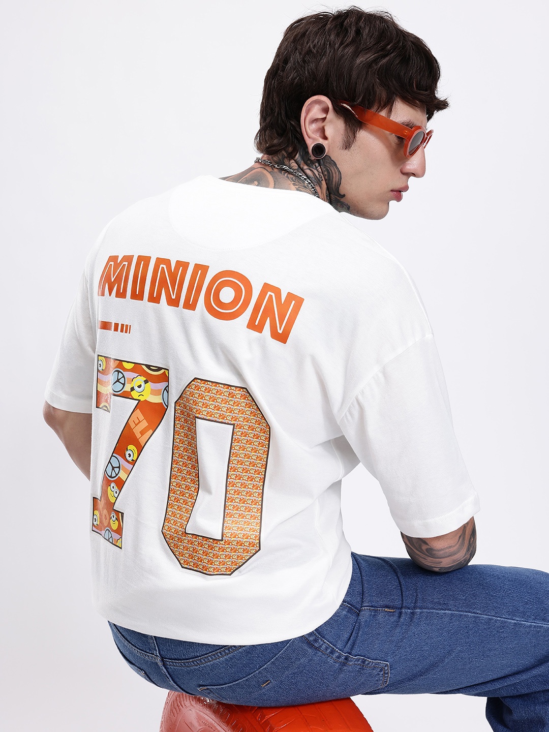 

Minions by Kook N Keech Typography Minions Printed Pure Cotton Oversized T-shirt, White