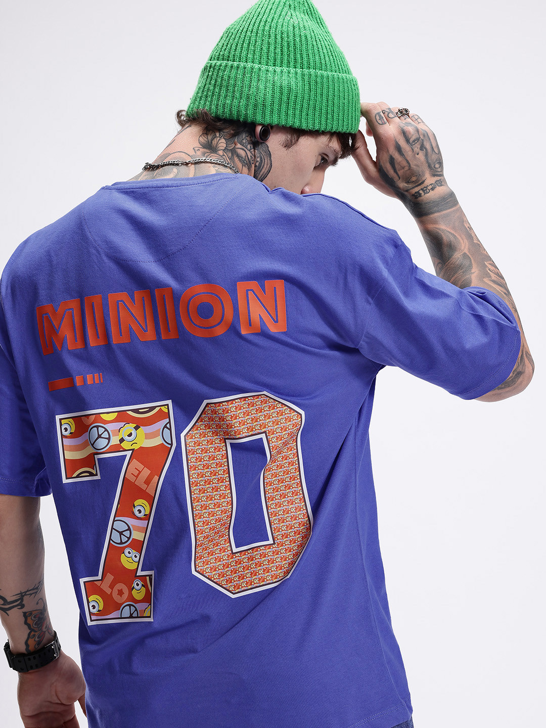 

Minions by Kook N Keech Typography Minions Printed Pure Cotton Oversized T-shirt, Blue
