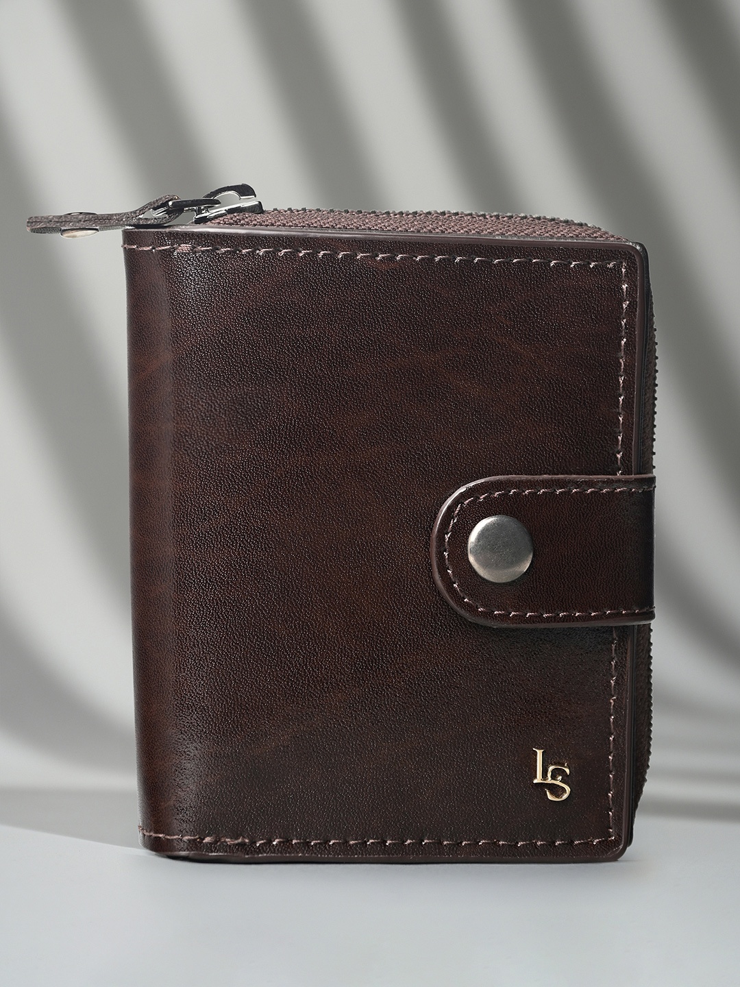 

LOUIS STITCH Men Brown Spanish Leather Bifold Wallet with RFID Protected and Zip Pocket