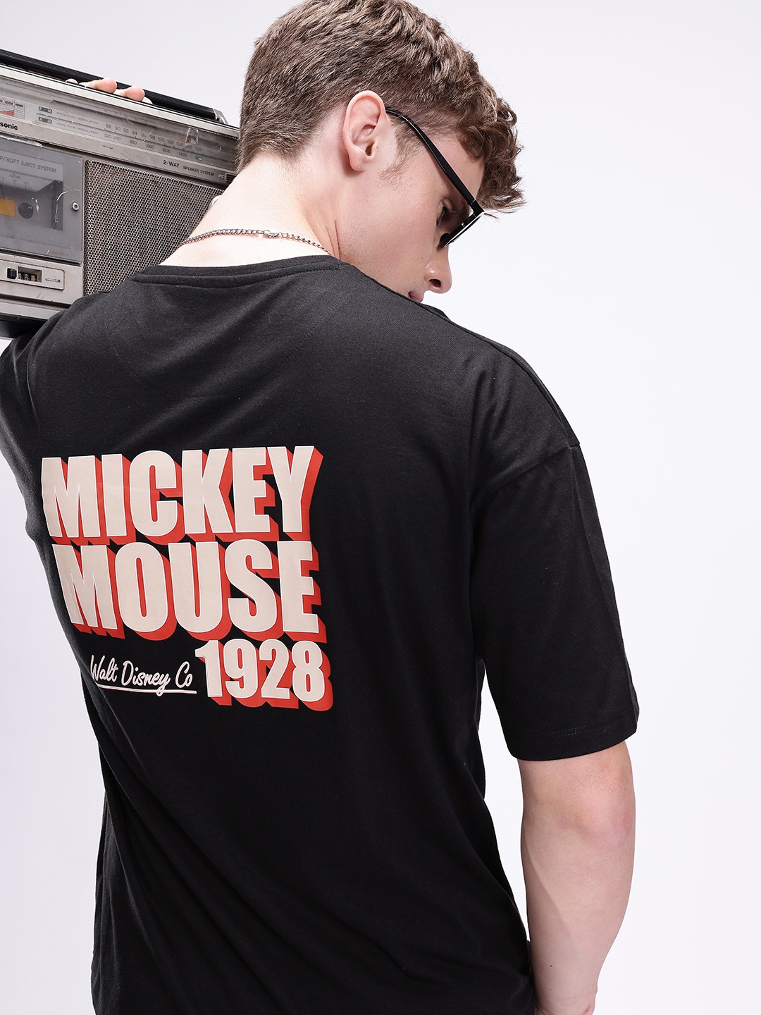 

Kook N Keech Disney Mickey Mouse Printed Pure Cotton Oversized T-shirt, Black