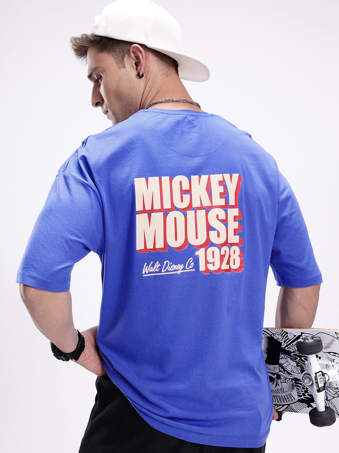 

Kook N Keech Disney Mickey Mouse Printed Pure Cotton Oversized T-shirt, Blue