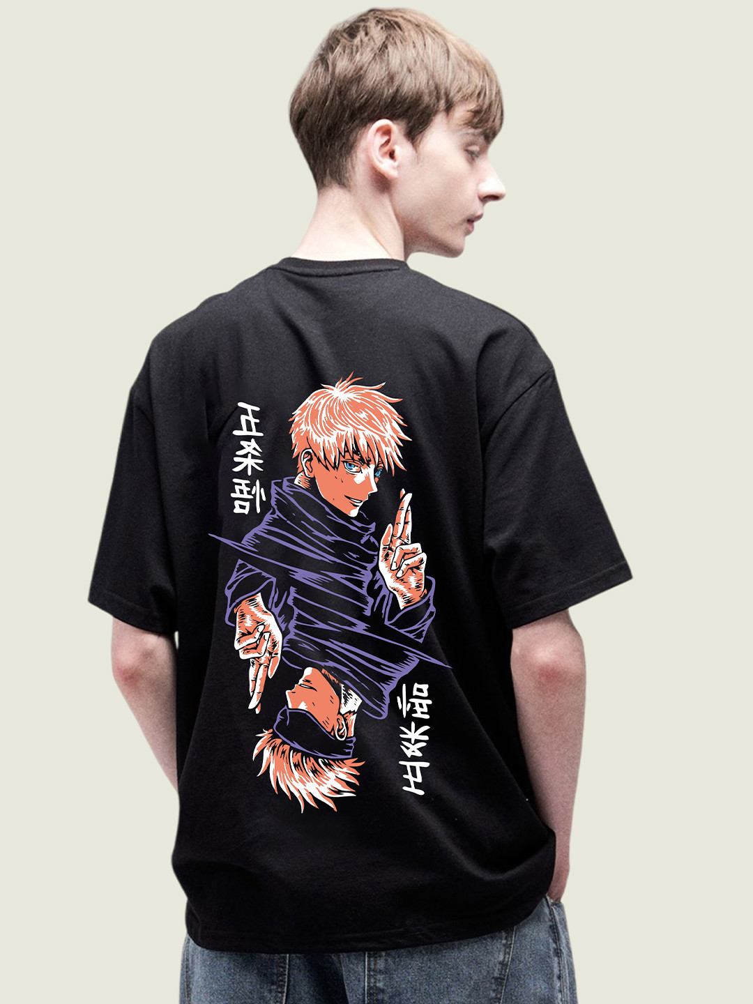 

Uniplanet store Men Graphic Printed Round Neck Cotton Oversized T-shirt, Black