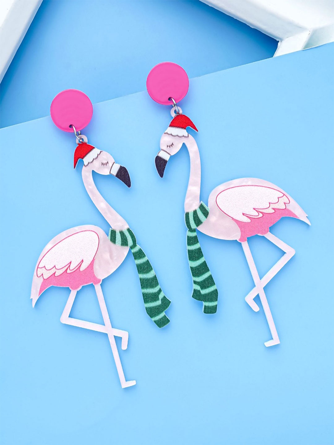 

EVERSTYLISH The Flamingo Claus Flamingo Shaped Drop Earrings, Pink