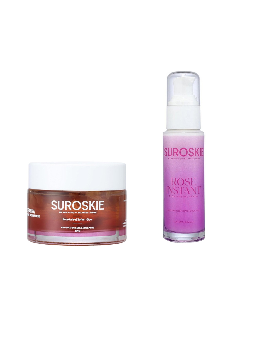 

SUROSKIE Set of Rose Instant Glow Face Scrub & Face Mask - 50ml each, Purple