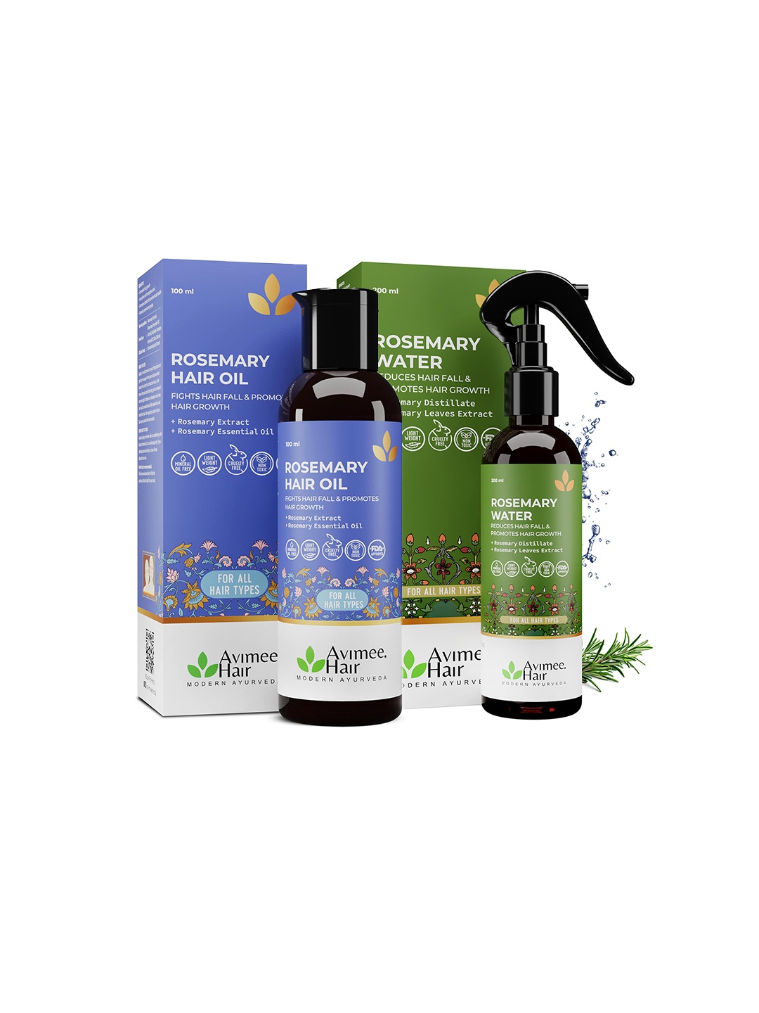 

Avimee Herbal Set of Rosemary Hair Oil 100ml & Hair Spray 200ml, Blue