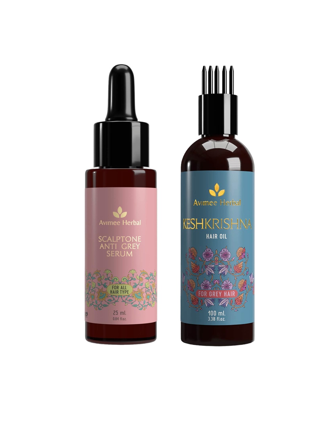 

Avimee Herbal Set of Scalptone Anti Grey Serum 25ml & Keshkrishna Hair Oil 100ml, Pink