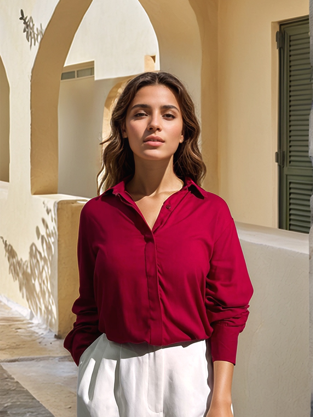 

Stylecast X Hersheinbox Relaxed Fit Casual Shirt, Maroon