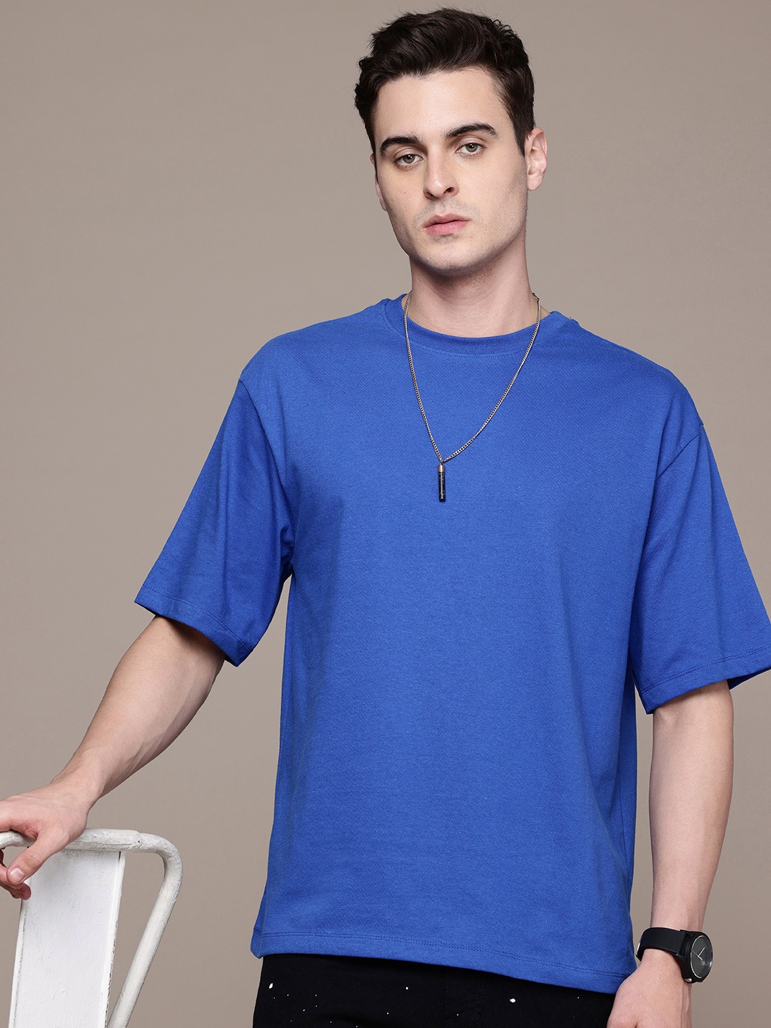

Moda Rapido Drop-Shoulder Sleeves Relaxed Fit T-shirt, Blue