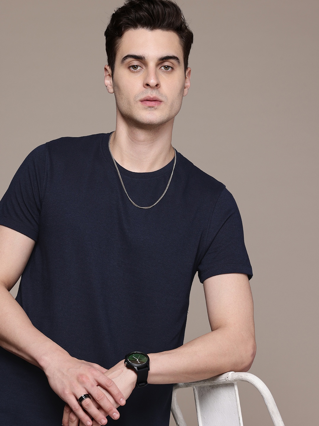 

Moda Rapido Men Solid T-shirt, Navy blue