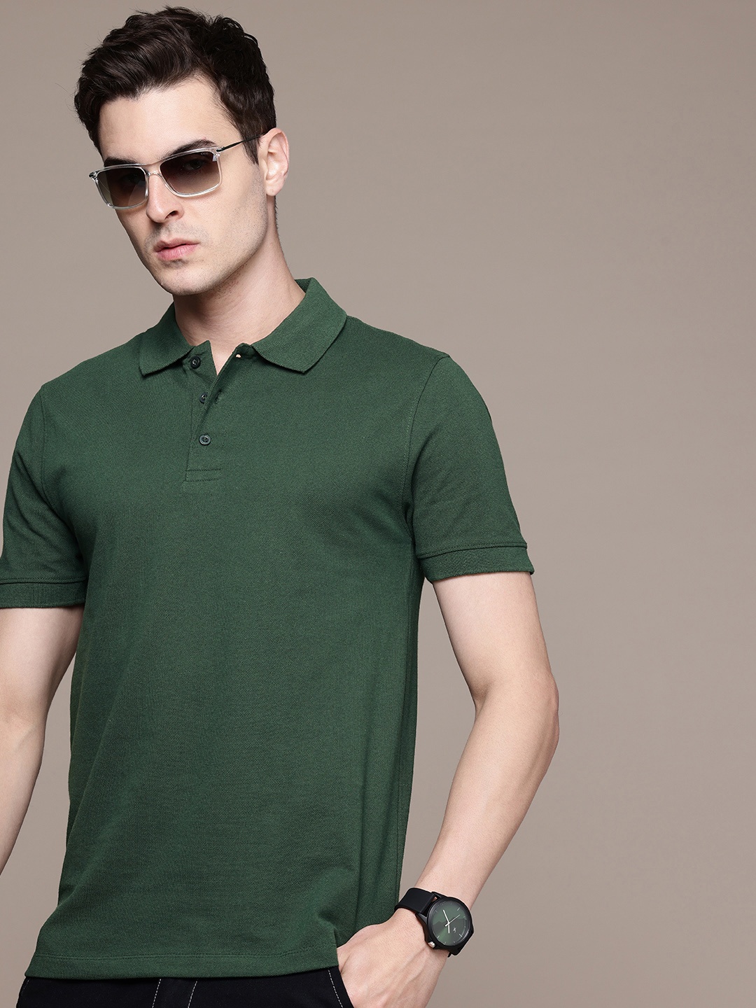 

Moda Rapido Men Polo Collar T-shirt, Green