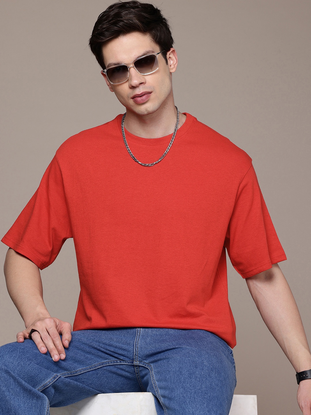 

Moda Rapido Solid Relaxed Fit T-shirt, Red