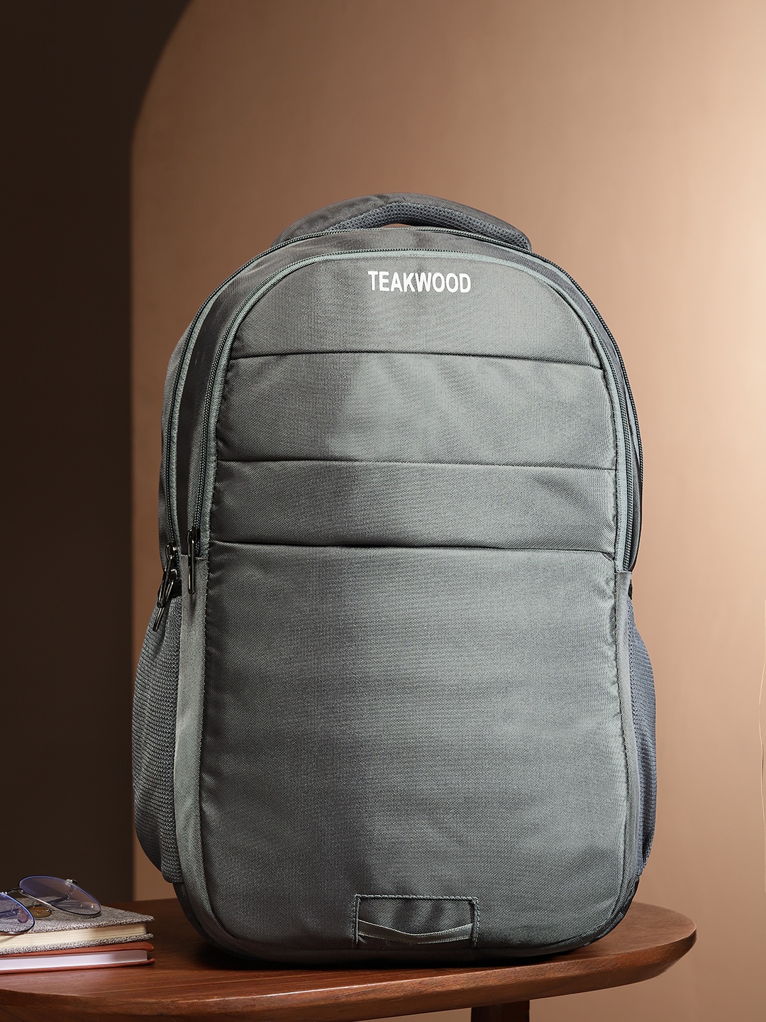 

Teakwood Leathers Typography Print Backpack -30L, Grey