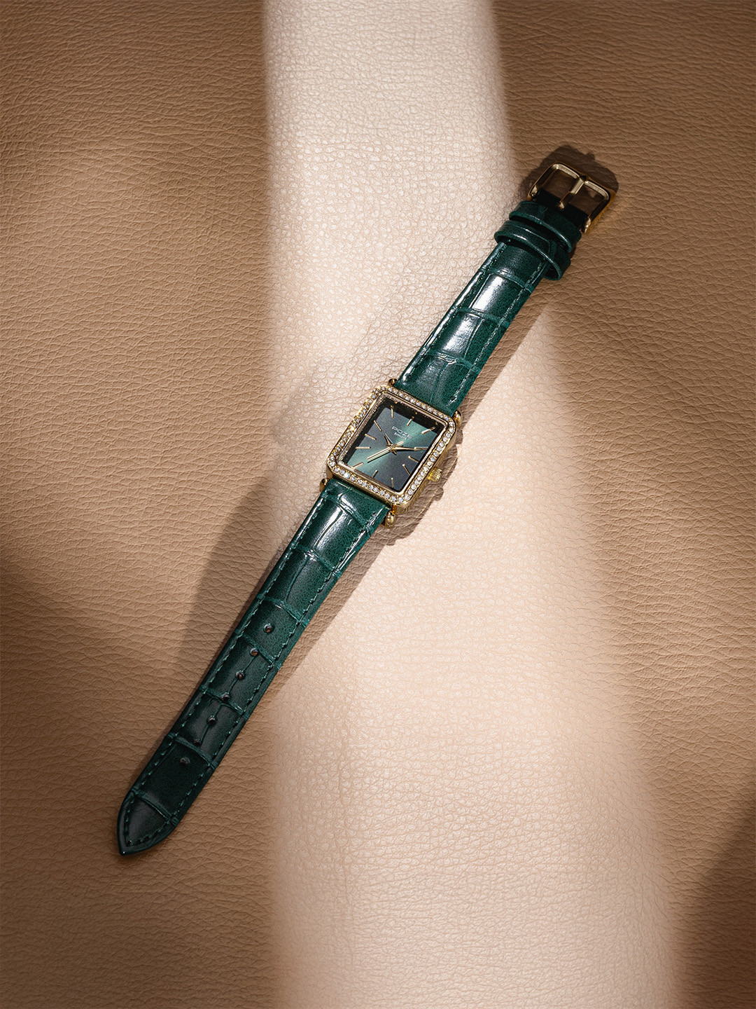 

Sonata Women Poze Embellished Dial & Leather Straps Analogue Watch SP80098YL01, Green