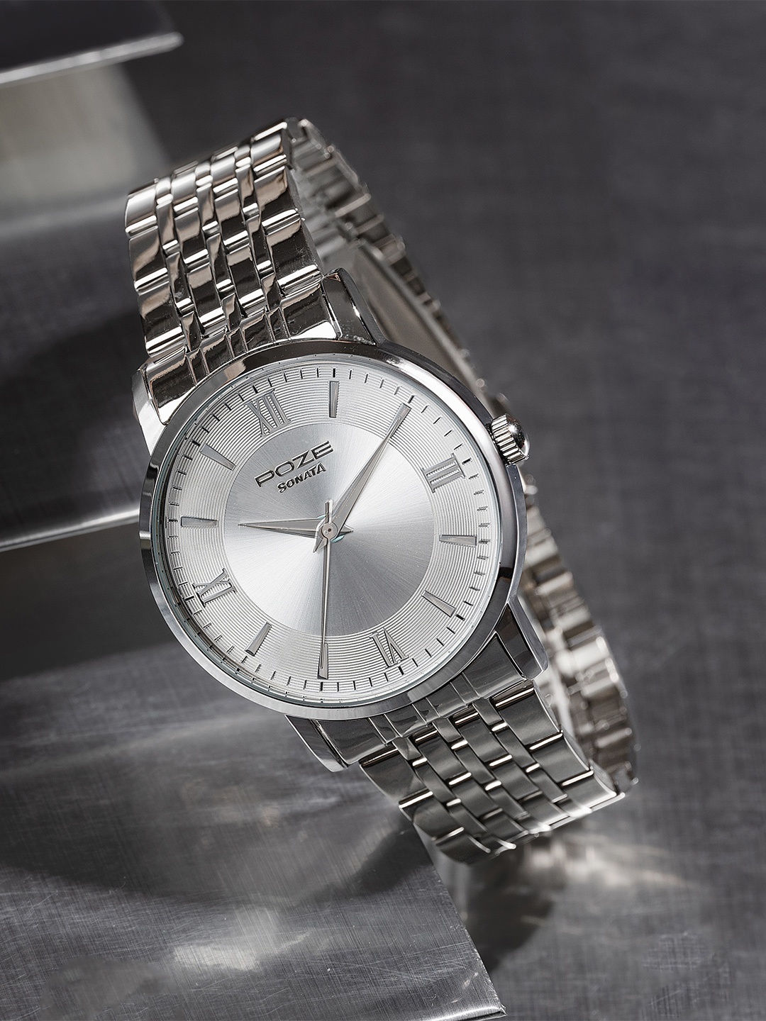

Sonata Men Poze Analogue Quartz Watch SP70058SM01, Silver