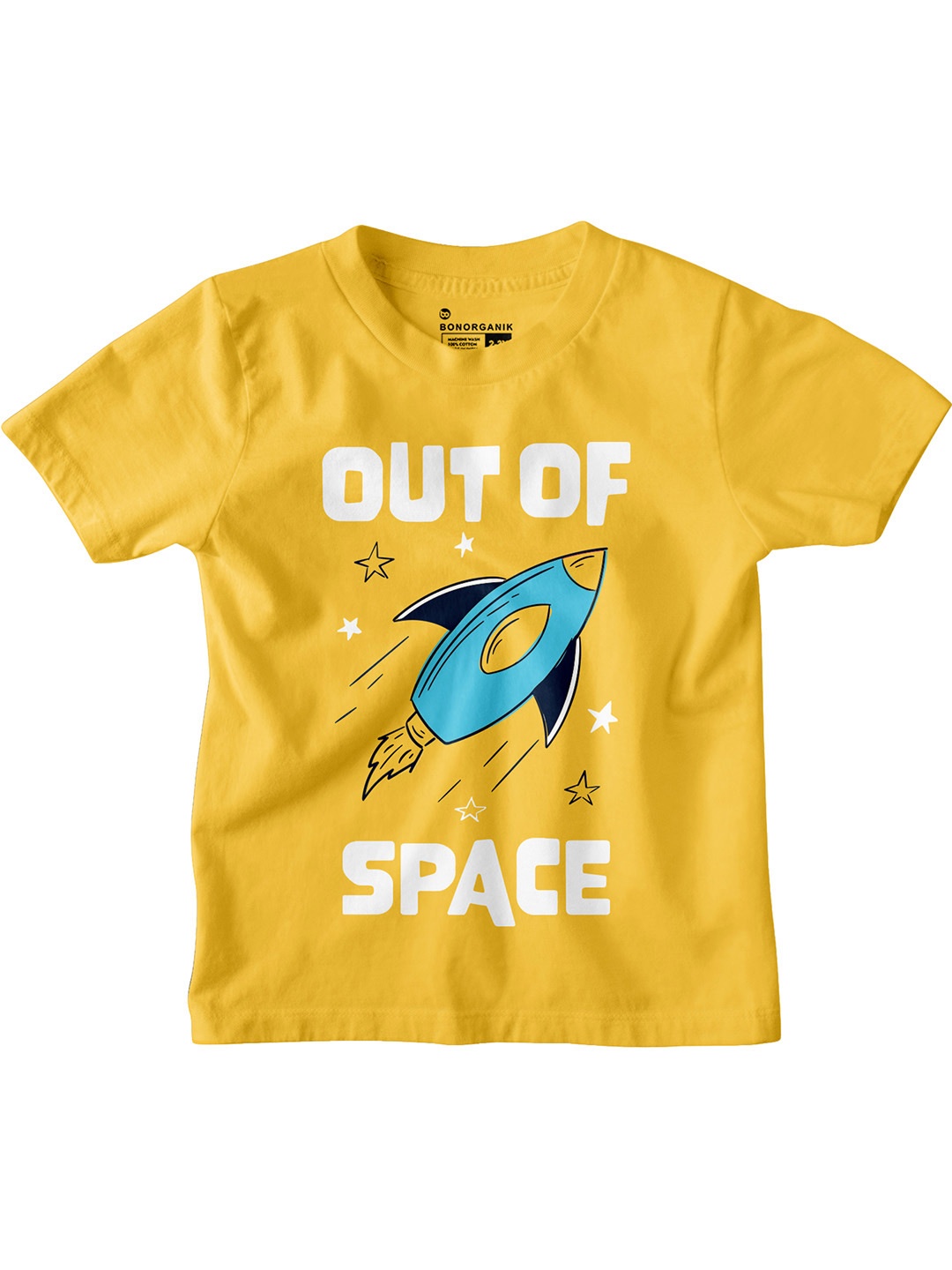 

BonOrganik Boys Graphic Printed Short Sleeves Cotton T-shirt, Yellow