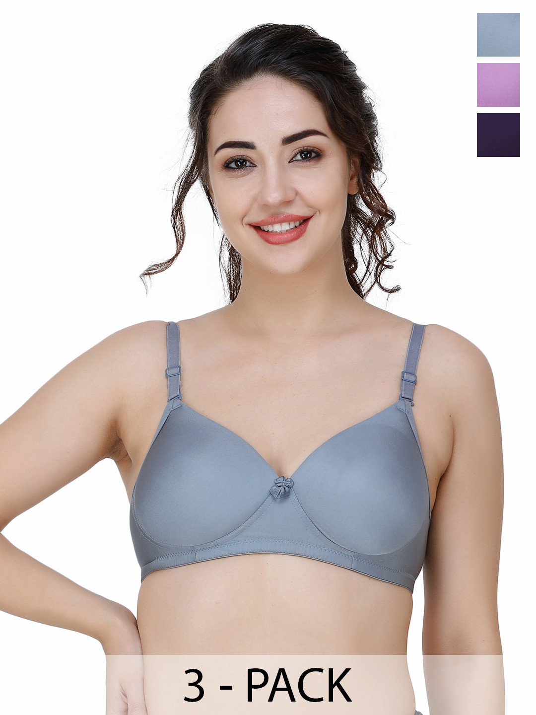 

College Girl Pack Of 3 Full Coverage Lightly Padded T-shirt Bra, Purple