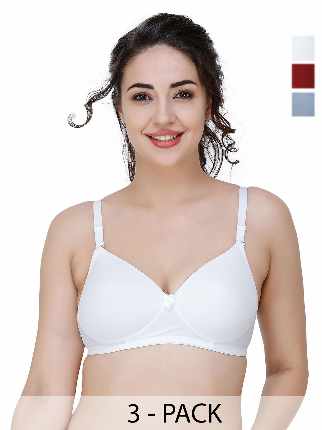 

College Girl Pack Of 3 Full Coverage Lightly Padded T-shirt Bra, White