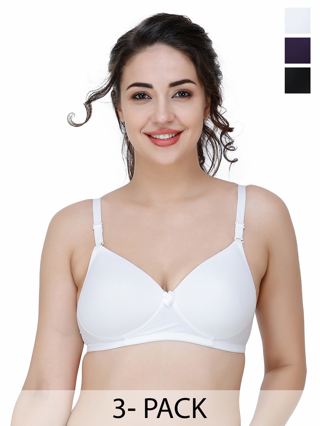 

College Girl Women Pack of 3 Full Coverage Padded Bra, Purple