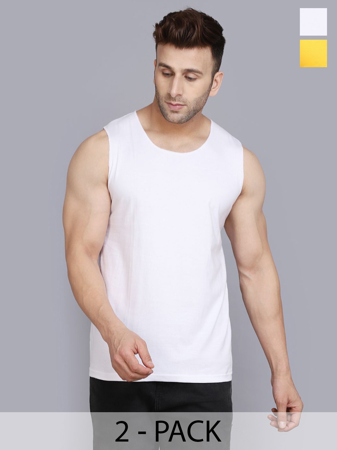 

WOOSTRO Men Pack of 2 Ultra-Soft Innerwear Vests RS26 COMBO (YELLOW) (WHITE)