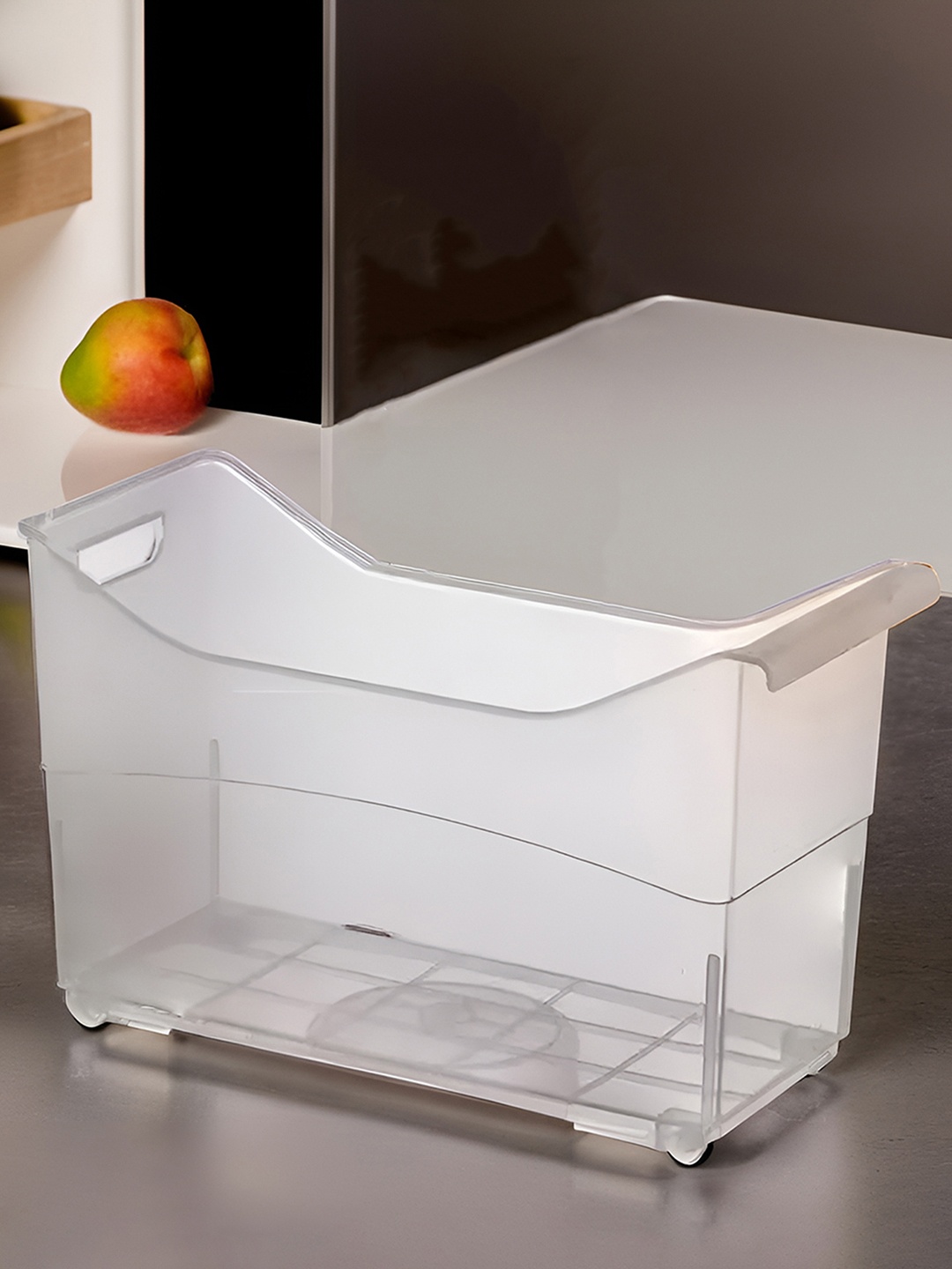 

DecorTwist Transparent Multi-Purpose Storage Basket with Wheels Organizer for Kitchen
